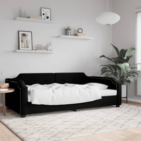 Sofá cama tela negro 90x200 cm