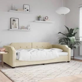 Cream fabric sofa bed 90x200 cm by vidaXL, Beds and slatted bases - Ref: Foro24-354209, Price: 198,16 €, Discount: %