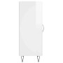 Aparador de madera contrachapada blanco brillante 34,5x34x90 cm