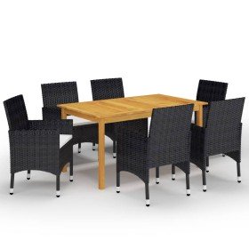 Set de comedor de jardín de 7 piezas negro