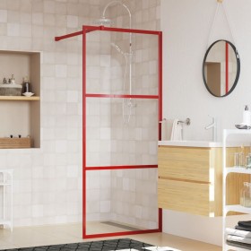 Mampara puerta de ducha vidrio transparente ESG rojo 90x195 cm