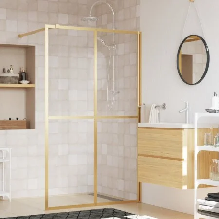 Transparent glass shower door screen ESG gold 118x195 cm by vidaXL, Shower walls and screens - Ref: Foro24-154949, Price: 196...