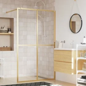 Mampara puerta ducha vidrio transparente ESG dorado 140x195 cm de vidaXL, Paredes y mamparas de ducha - Ref: Foro24-154951, P...