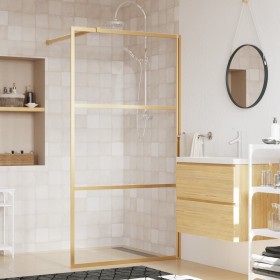 Mampara puerta ducha vidrio transparente ESG dorado 115x195 cm