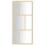 Shower door screen with clear tempered glass, golden finish, 90x195cm. by vidaXL, Shower walls and screens - Ref: Foro24-1549...