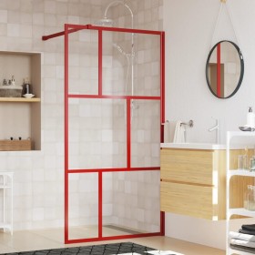 Mampara puerta de ducha vidrio transparente ESG rojo 100x195 cm