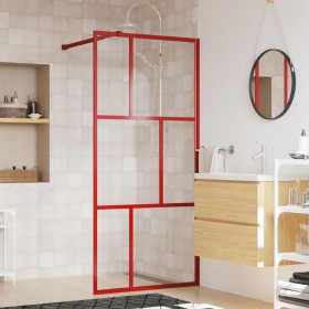 Mampara puerta de ducha vidrio transparente ESG rojo 90x195 cm