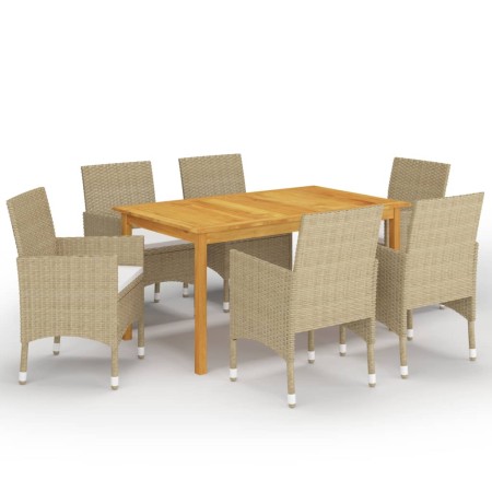 Juego de comedor de jardín de 7 piezas beige