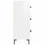 Aparador de madera contrachapada blanco brillante 34,5x34x90 cm