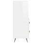 Aparador de madera contrachapada blanco brillante 34,5x34x90 cm
