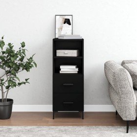 Aparador de madera contrachapada negro 34,5x34x90 cm Aparador de madera contrachapada negro 34,5x34x90 cm