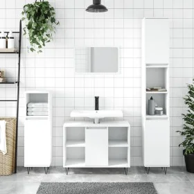 Badezimmerschrank aus Holzwerkstoff weiß 30x30x100 cm von vidaXL, Badezimmerwaschtische - Ref: Foro24-831556, Preis: 56,27 €,...