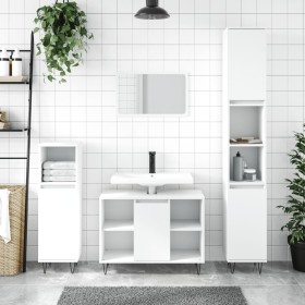 Engineered wood bathroom cabinet in white, 30x30x100 cm by vidaXL, bathroom vanities - Ref: Foro24-831556, Price: 57,15 €, Di...