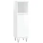Armario de baño madera contrachapada blanco brillo 30x30x100 cm de vidaXL, Tocadores de baño - Ref: Foro24-831558, Precio: 49...
