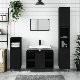 Badezimmerschrank aus schwarzem Sperrholz, 30 x 30 x 100 cm von vidaXL, Badezimmerwaschtische - Ref: Foro24-831557, Preis: 58...