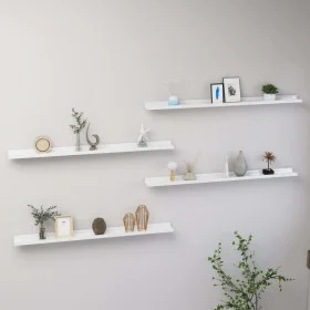 Estantes de pared 4 unidades blanco brillo 100x9x3 cm de vidaXL, Estantes y estanterías - Ref: Foro24-326656, Precio: 39,00 €...