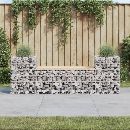 Banco jardín diseño gaviones madera maciza pino 183x41x60,5 cm