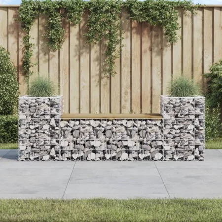 Garden bench with gabion pine wood impregnated 183x41x60.5 cm by vidaXL, garden benches - Ref: Foro24-834389, Price: 131,44 €...