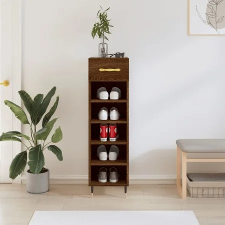 Brown oak engineered wood shoe rack 30x35x105 cm by vidaXL, Closets and storage - Ref: Foro24-829659, Price: 68,98 €, Discoun...