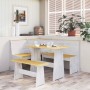 Esstisch mit honigbrauner und weißer Massivholzbank von vidaXL, Küchen- und Esstische - Ref: Foro24-327253, Preis: 94,28 €, R...