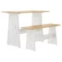 Dining table with solid wood honey brown and white bench by vidaXL, Kitchen and dining tables - Ref: Foro24-327253, Price: 93...