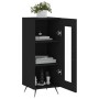 Aparador de madera contrachapada negro 34,5x34x90 cm