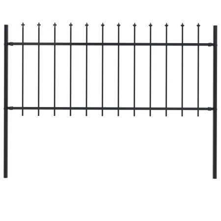 Valla de jardín con puntas de lanza acero negro 1,7x0,8 m de vidaXL, Paneles de vallas - Ref: Foro24-144924, Precio: 55,26 €
