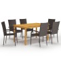 Juego de comedor para jardín 7 piezas marrón