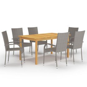 Juego de comedor para jardín de 7 piezas gris
