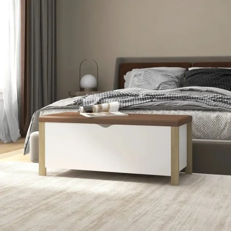 White and oak engineered wood storage box and cushion by vidaXL, Storage trunks - Ref: Foro24-326773, Price: 115,11 €, Discou...