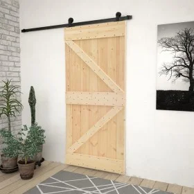 Puerta corredera con herrajes madera maciza de pino 90x210 cm de vidaXL, Puertas - Ref: Foro24-3057497, Precio: 188,80 €, Des...
