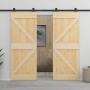 Schiebetür mit Beschlägen aus massivem Kiefernholz, 90 x 210 cm von vidaXL, Türen - Ref: Foro24-3057497, Preis: 177,24 €, Rab...