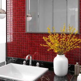 Azulejos de mosaico 11 unidades vidrio rojo 30x30 
