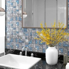 Mosaic tiles 11 units gray and blue glass 30x30 cm by vidaXL, Tiles - Ref: Foro24-327309, Price: 72,01 €, Discount: %