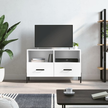Mueble de TV madera contrachapada blanco brillo 80x36x50 cm en Muebles TV | Comprar online en Foro24