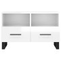 Mueble de TV madera contrachapada blanco brillo 80x36x50 cm