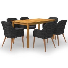 Juego de comedor para jardín de 7 piezas negro Juego de comedor para jardín de 7 piezas negro