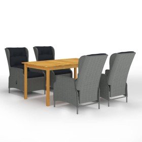 Juego de comedor para jardín de 5 piezas gris claro