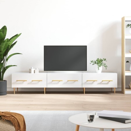 Mueble de TV madera de ingeniería blanco brillo 150x36x30 cm en Muebles TV | Comprar online en Foro24