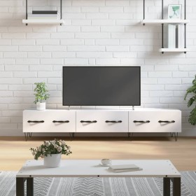 Mueble de TV madera de ingeniería blanco brillo 150x36x30 cm en Muebles TV | Comprar online en Foro24