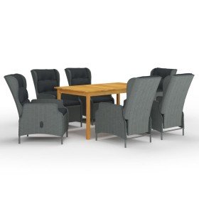 Juego de comedor para jardín de 7 piezas gris claro Juego de comedor para jardín de 7 piezas gris claro