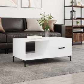 Mesa de centro madera contrachapada blanco brillo 90x50x40 cm Mesa de centro madera contrachapada blanco brillo 90x50x40 cm