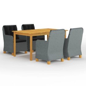 Juego de comedor para jardín de 5 piezas gris claro