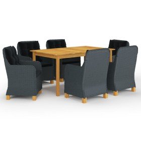 Juego de comedor para jardín de 7 piezas gris oscuro