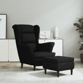 Sillón orejero y taburete de terciopelo azul de vidaXL, Sillones - Ref: Foro24-3115937, Precio: 265,37 €, Descuento: %