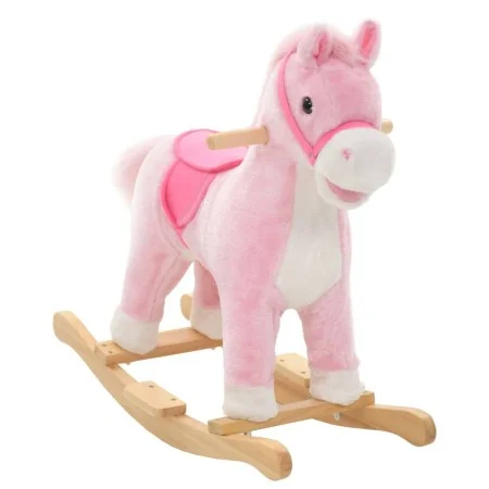 Caballito balancín de peluche rosa 65x32x58 cm by vidaXL, Rocking and Swinging Toys - Ref: Foro24-80218, Price: 83,54 €, Disc...