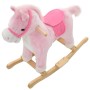 Caballito balancín de peluche rosa 65x32x58 cm