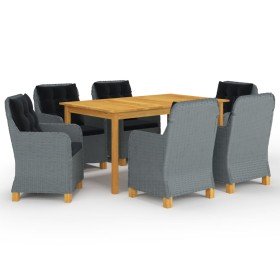 Juego de comedor para jardín de 7 piezas gris claro