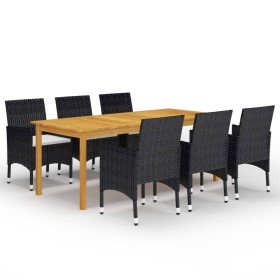 Juego de comedor de jardín de 7 piezas negro en Conjuntos de jardín | Comprar online en Foro24