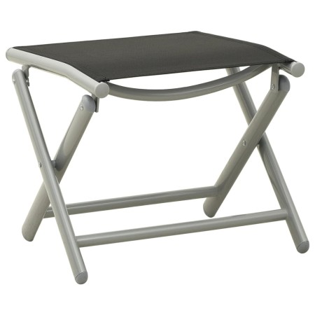 Reposapiés plegable textilene y aluminio negro y plateado de vidaXL, Otomanas de exterior - Ref: Foro24-312193, Precio: 74,33...